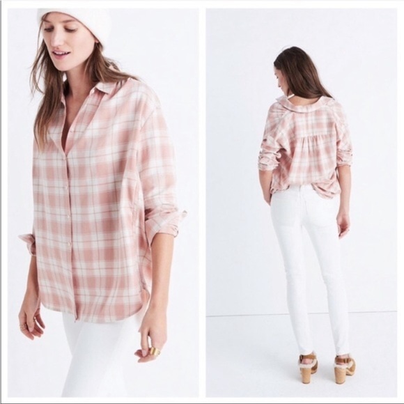 Madewell Tops - Madewell Central Long Sleeve Button Down Shirt in Pink Danville Plaid size xs